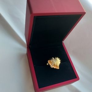Avon Heart Cocktail Ring, Size 9, Gold Tone with red ring box